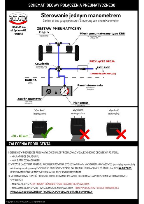 Poduszki pneumatyczne Renault Master  od X 24r.  RM-4 KRD-1