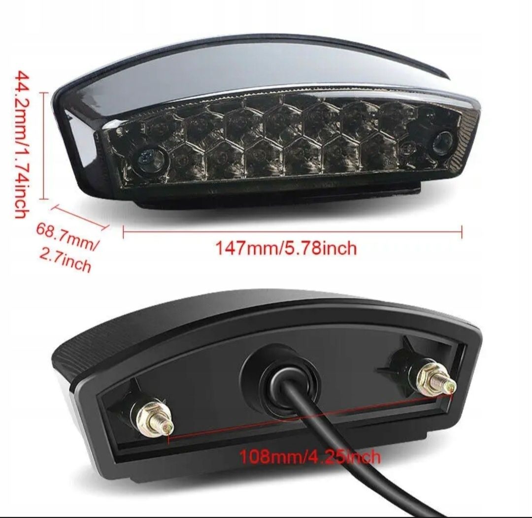 Lampa Tył Tylna do Quad Enduro Skuter Cross Motocykl LED Klosz Dmiony