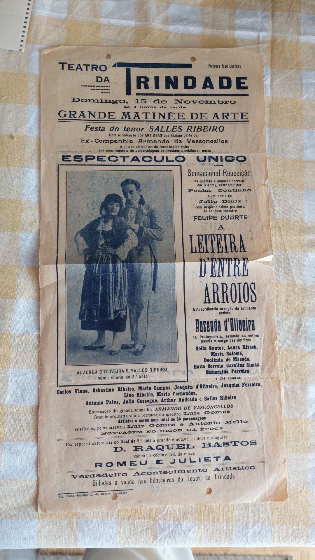 Raro folheto de teatro Trindade muito antigo