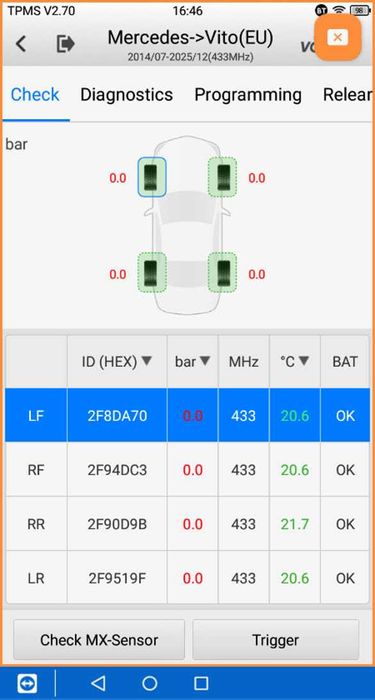 Autel Czujnik TPMS 1-SENSOR MX-Sensor METAL 315+433MHz. Faktura VAT