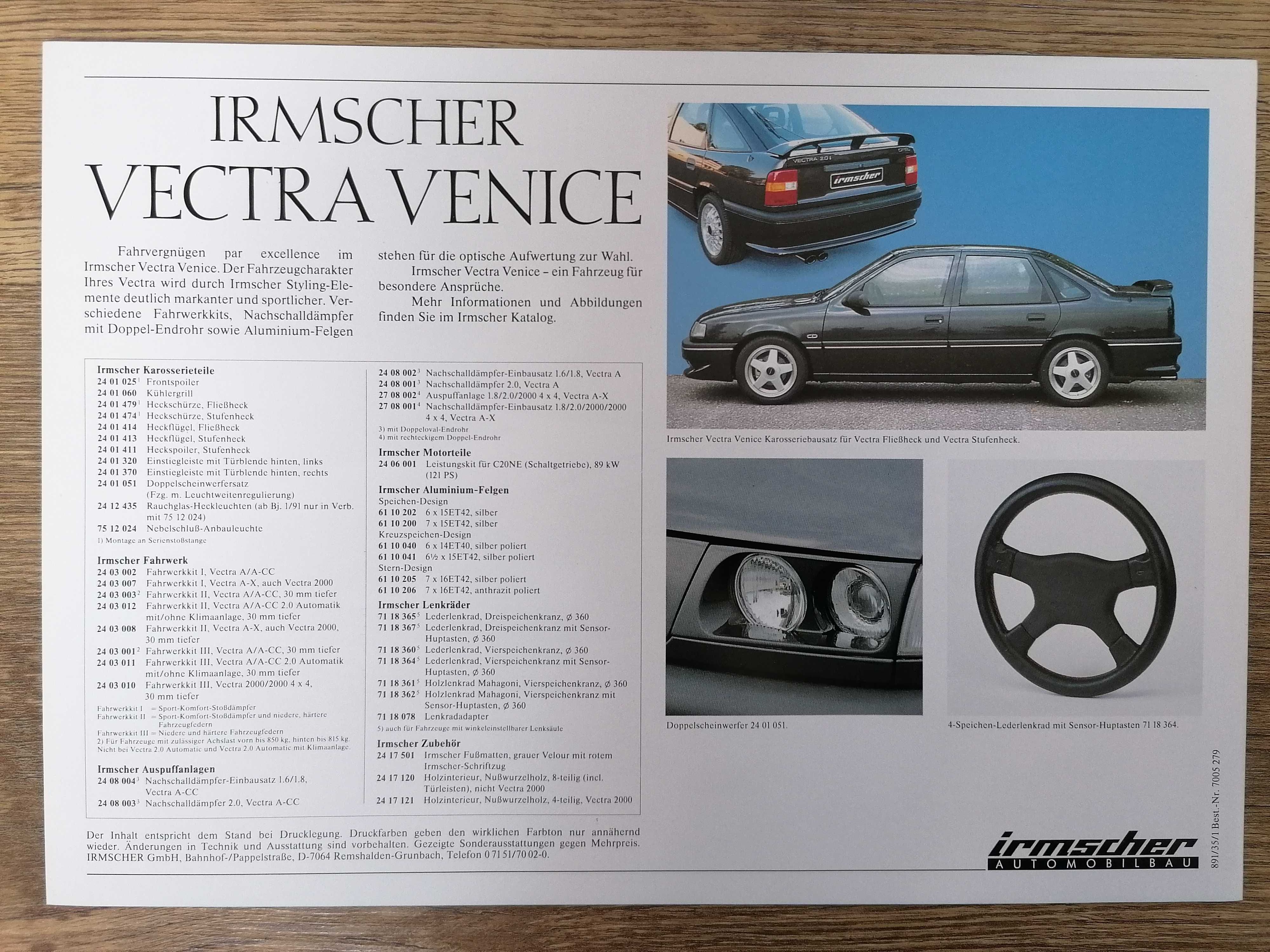 Prospekt Opel Irmscher Vectra Venice.