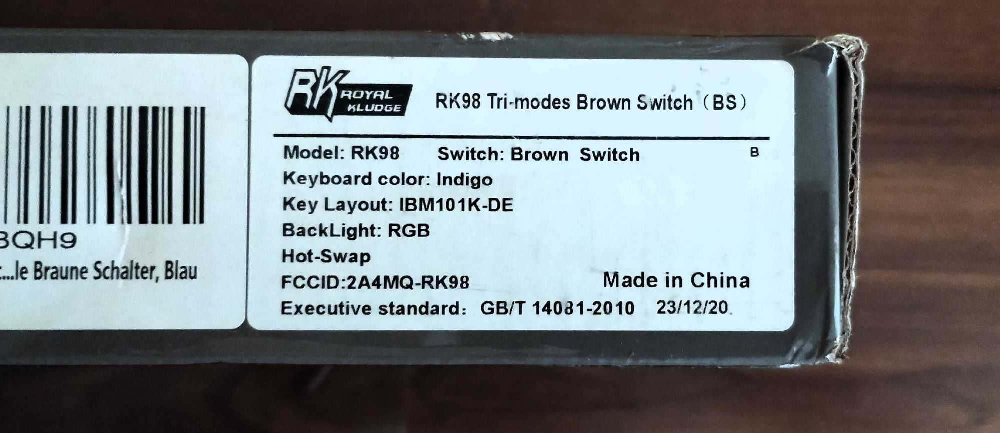 ROYAL KLUDGE RK98 klawiatura mechaniczna, bezprzewodowa układ QWERTZ