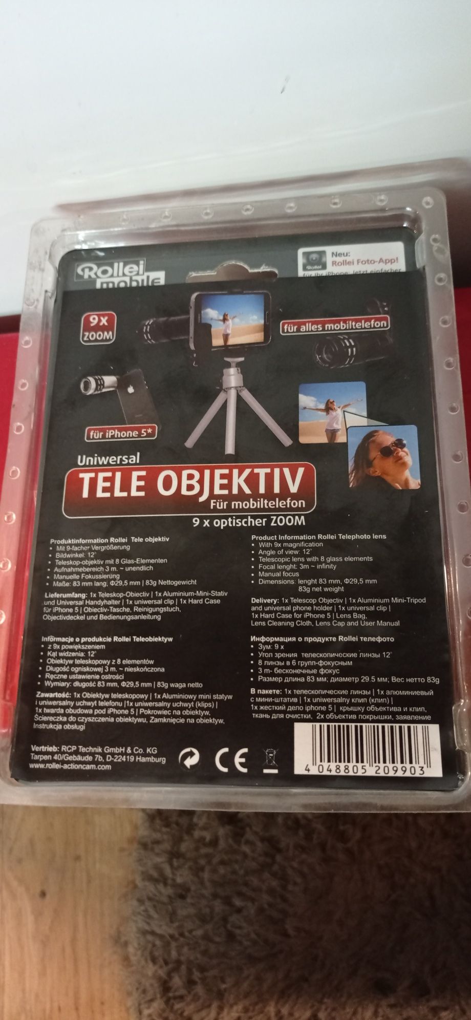 Tele obiektyw z 9x zoomem optycznym i statywem