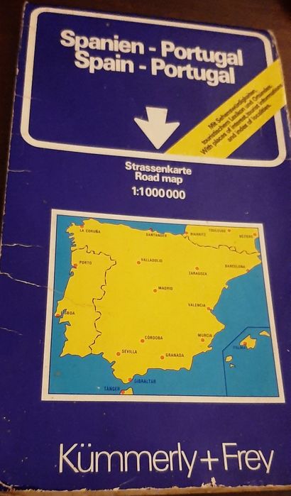 Mapa de portugal e espanha anos 90 para colecionadores