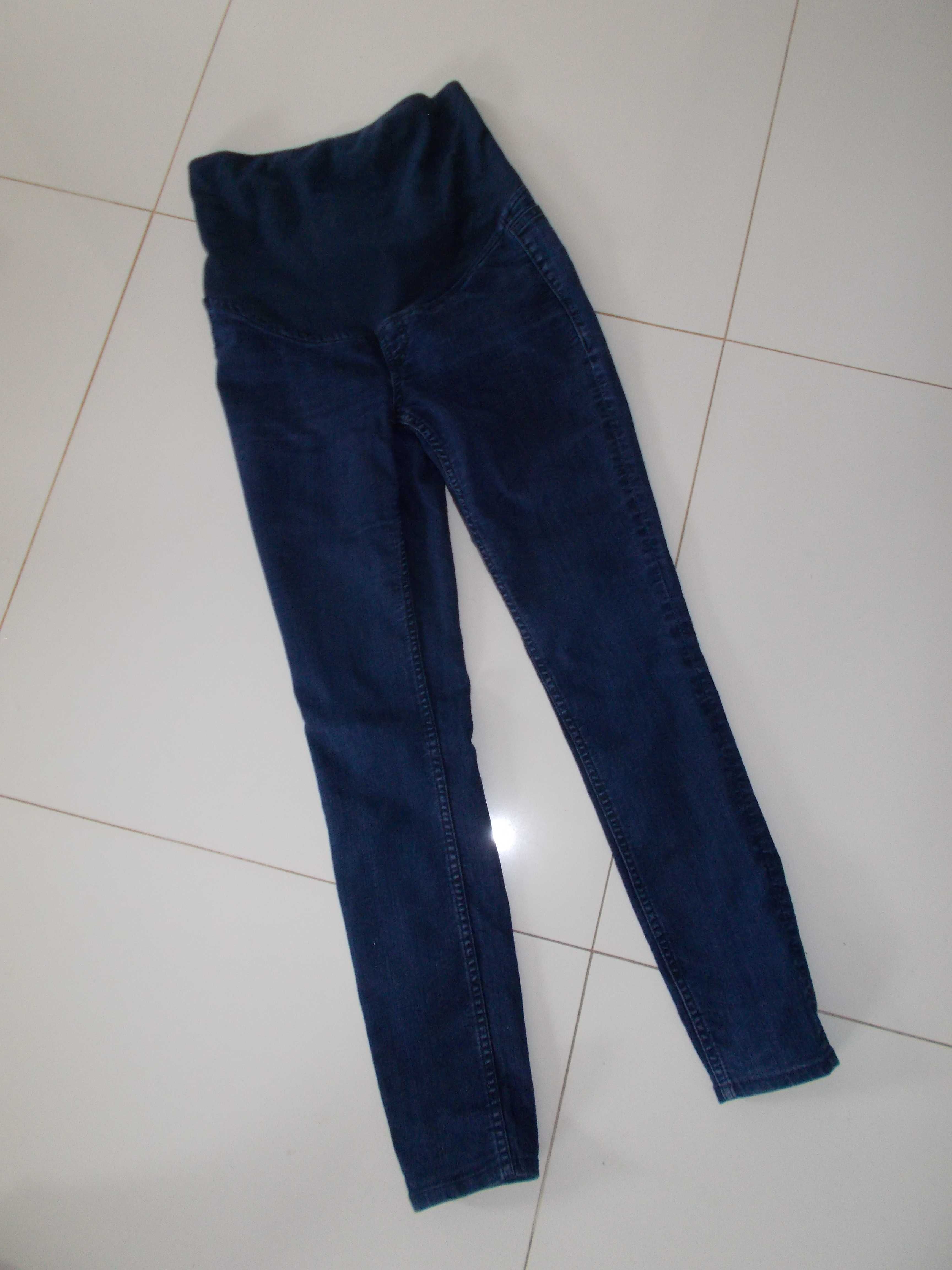 H&M rurki ciążowe jeansy granatowe xs 34 spodnie mama