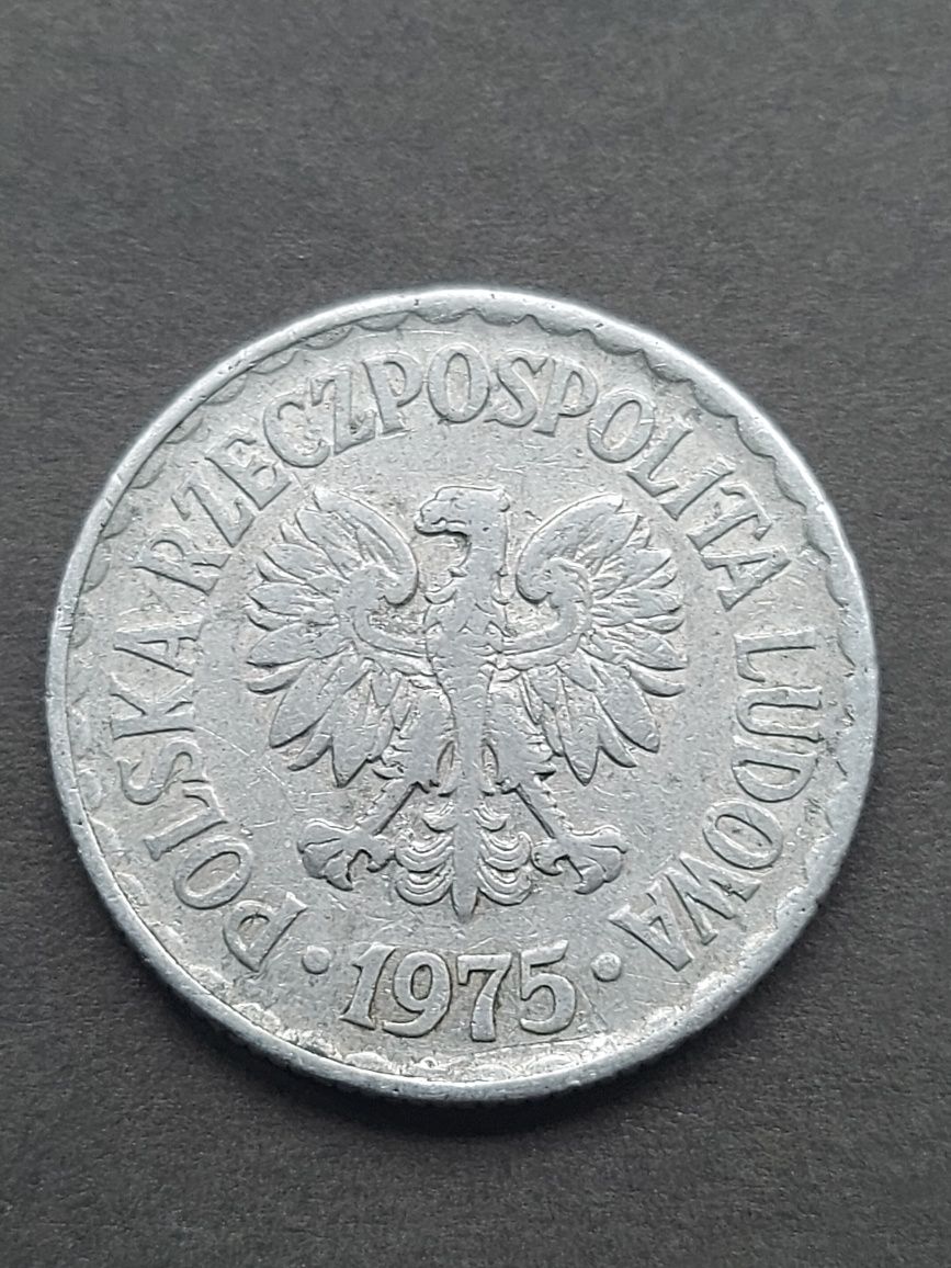 moneta z czasów PRL 1 złoty z 1975r bez znaku mennicy