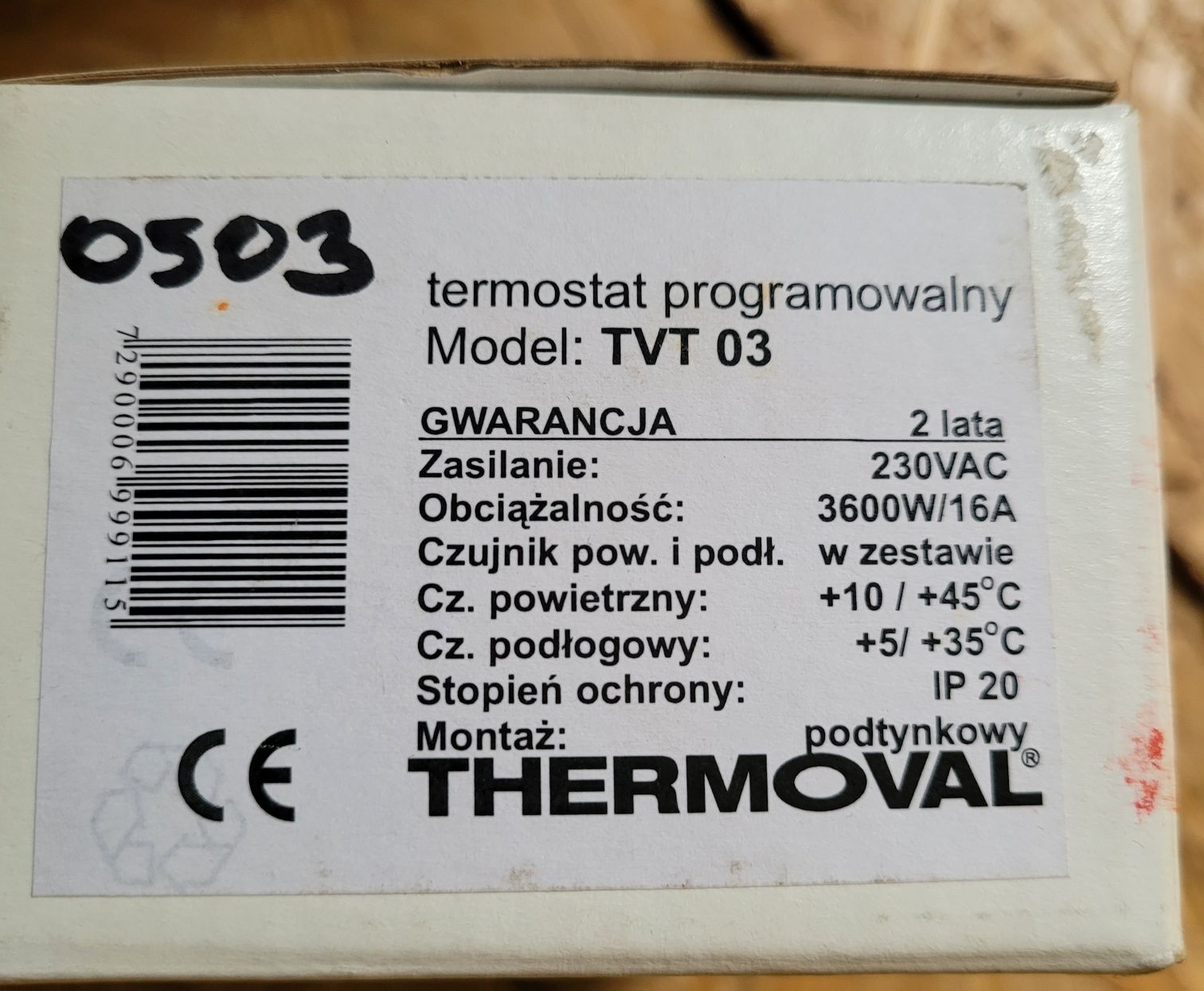 Elektroniczny termoregulator do ogrzewania podłogowego TVT 03