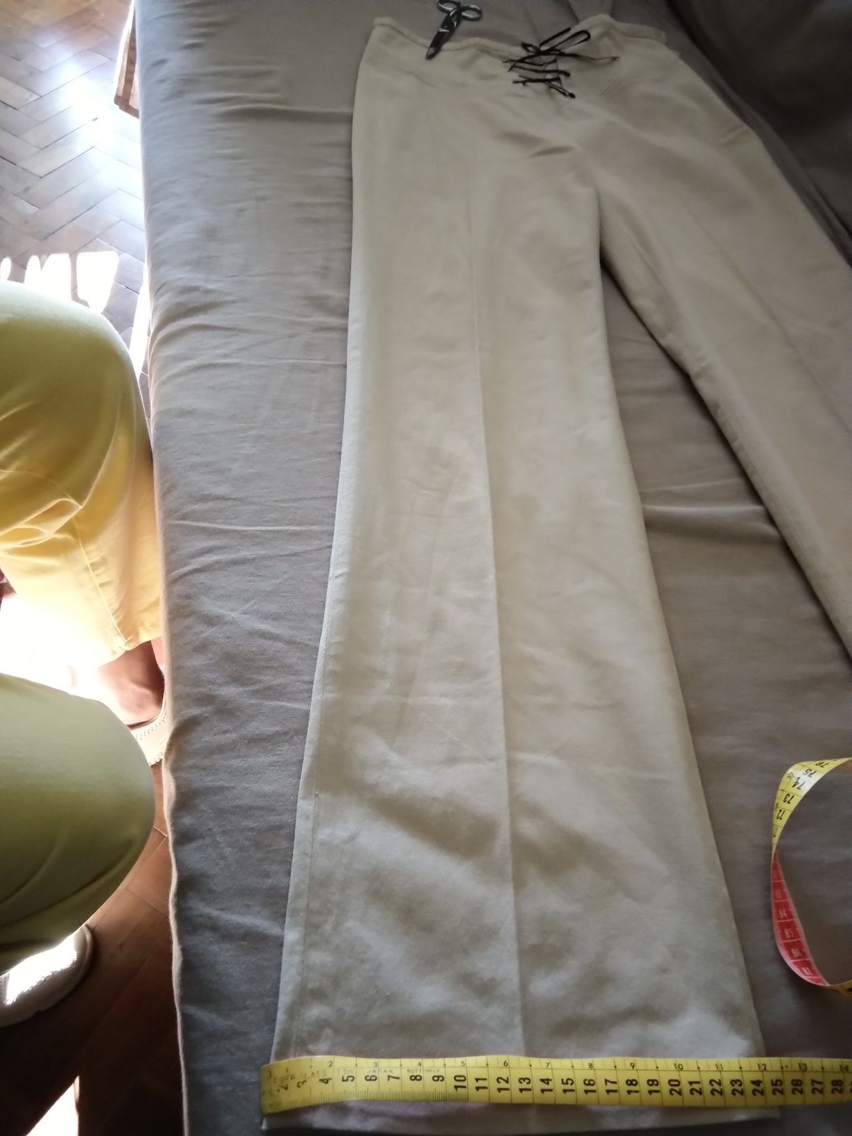 Calça tecido bege, 36