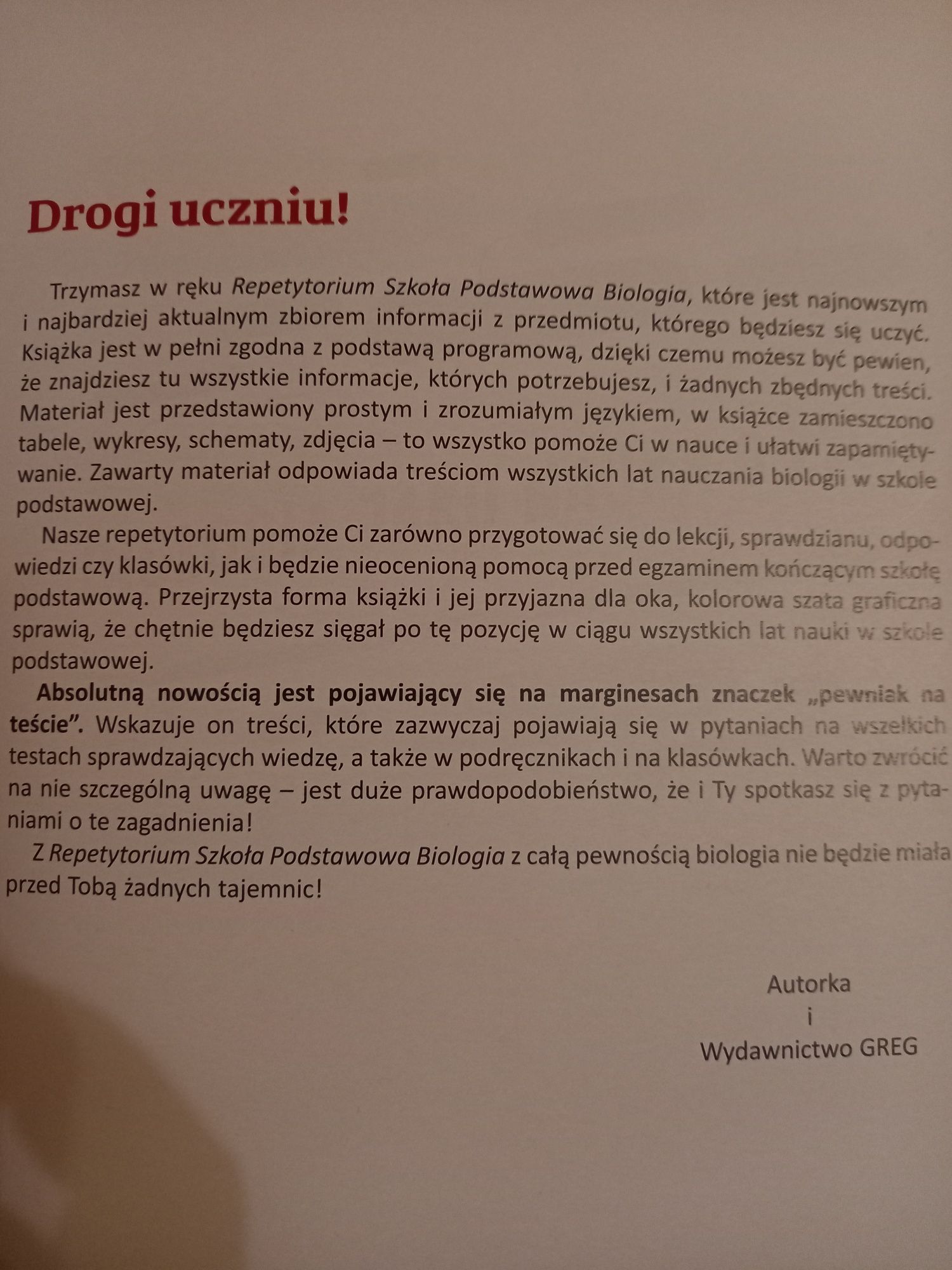 Egzamin ósmoklasisty repetytorium biologia