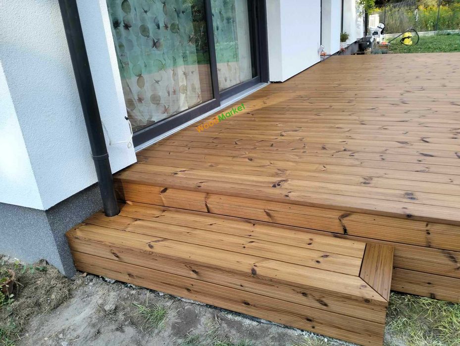 Deska tarasowa Thermo sosna 26x117mm, ukryty system montażu, dostawa