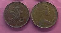 Монеты 1 Penny и 2 New Pence 1980-х, 1990х и 2000-х Англия