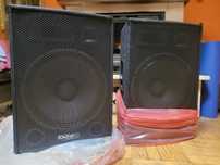 2 Kolumny IBIZA aktywna 800W, estradowa 700W, KABLE, 2 Statywy Skytec