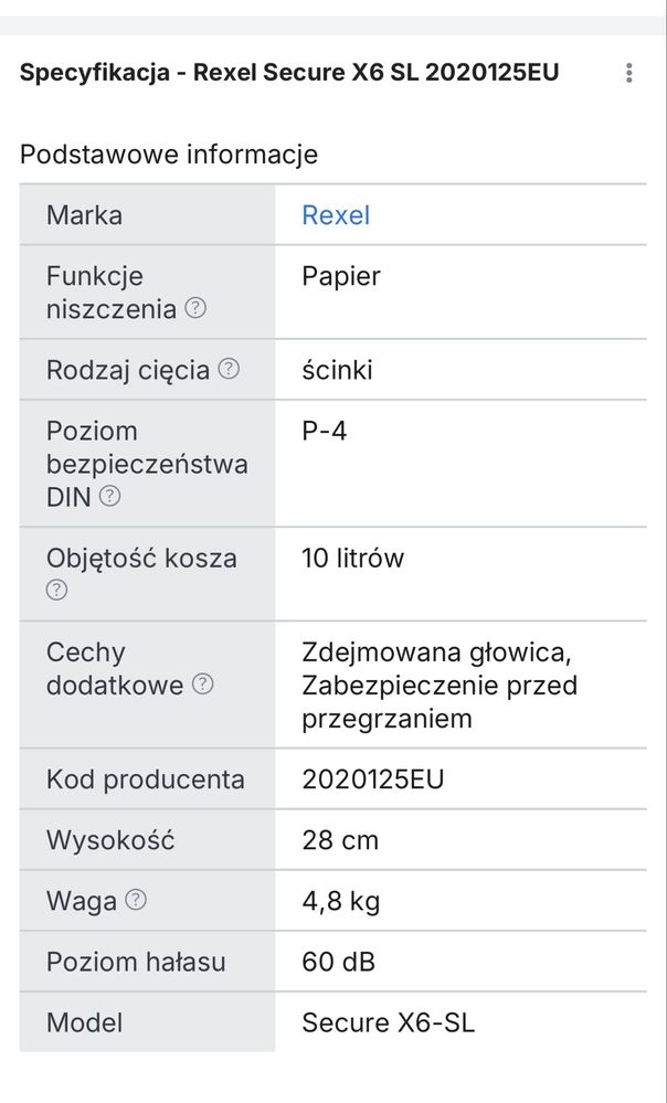 Niszczarka Rexel Secure X6 SL