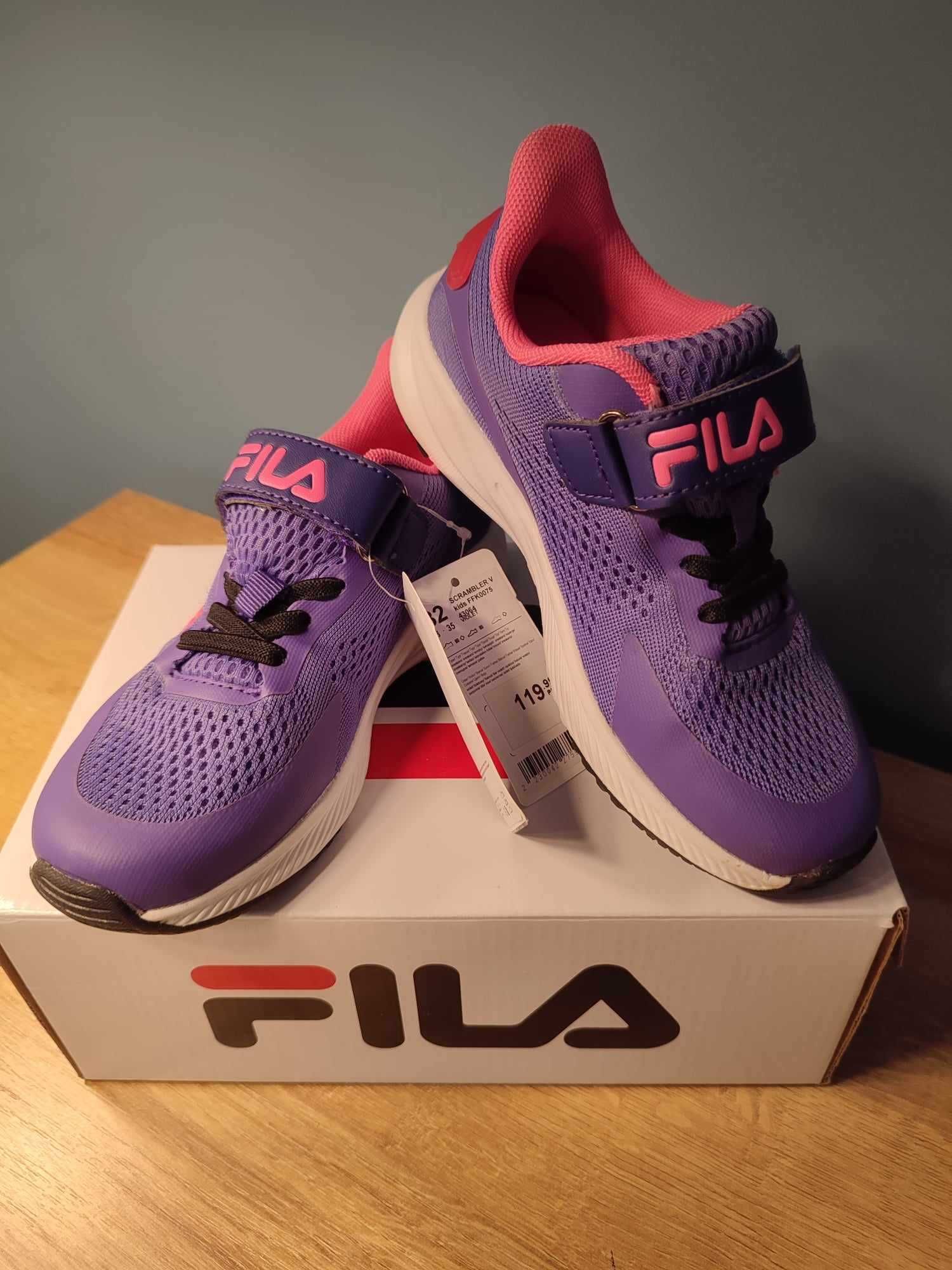 Nowe fioletowe buty adidasy na rzep Fila Sneakersy SCRAMBLER V, r. 32