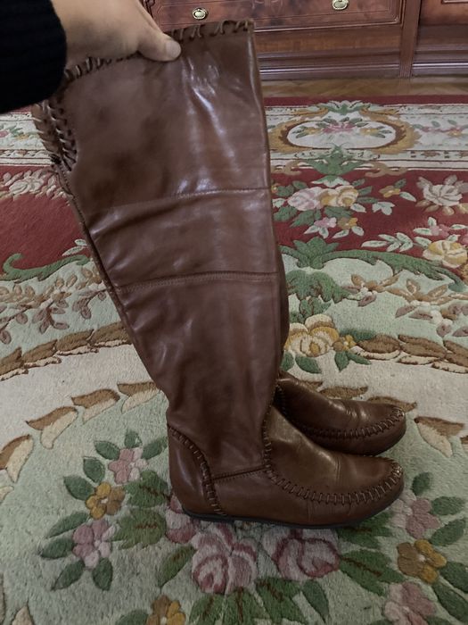 Сапоги кожа демисезонные ботфорты Италия