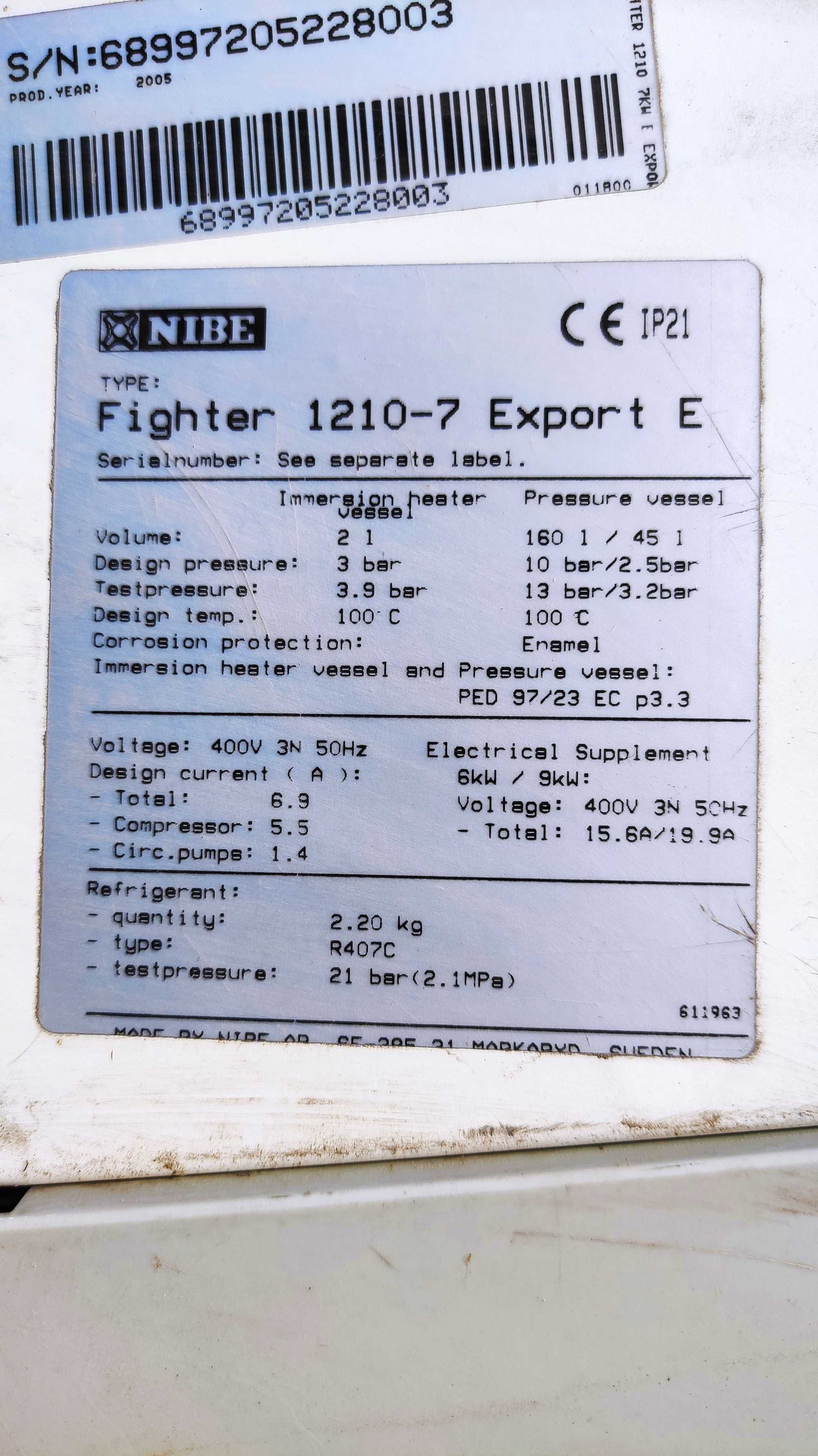 Pompa ciepła 6 / 7 KW NIBE FIGHTER woda woda gruntowa