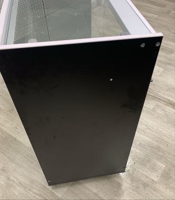 Черная Тумба из дсп со стеклом, на колесиках