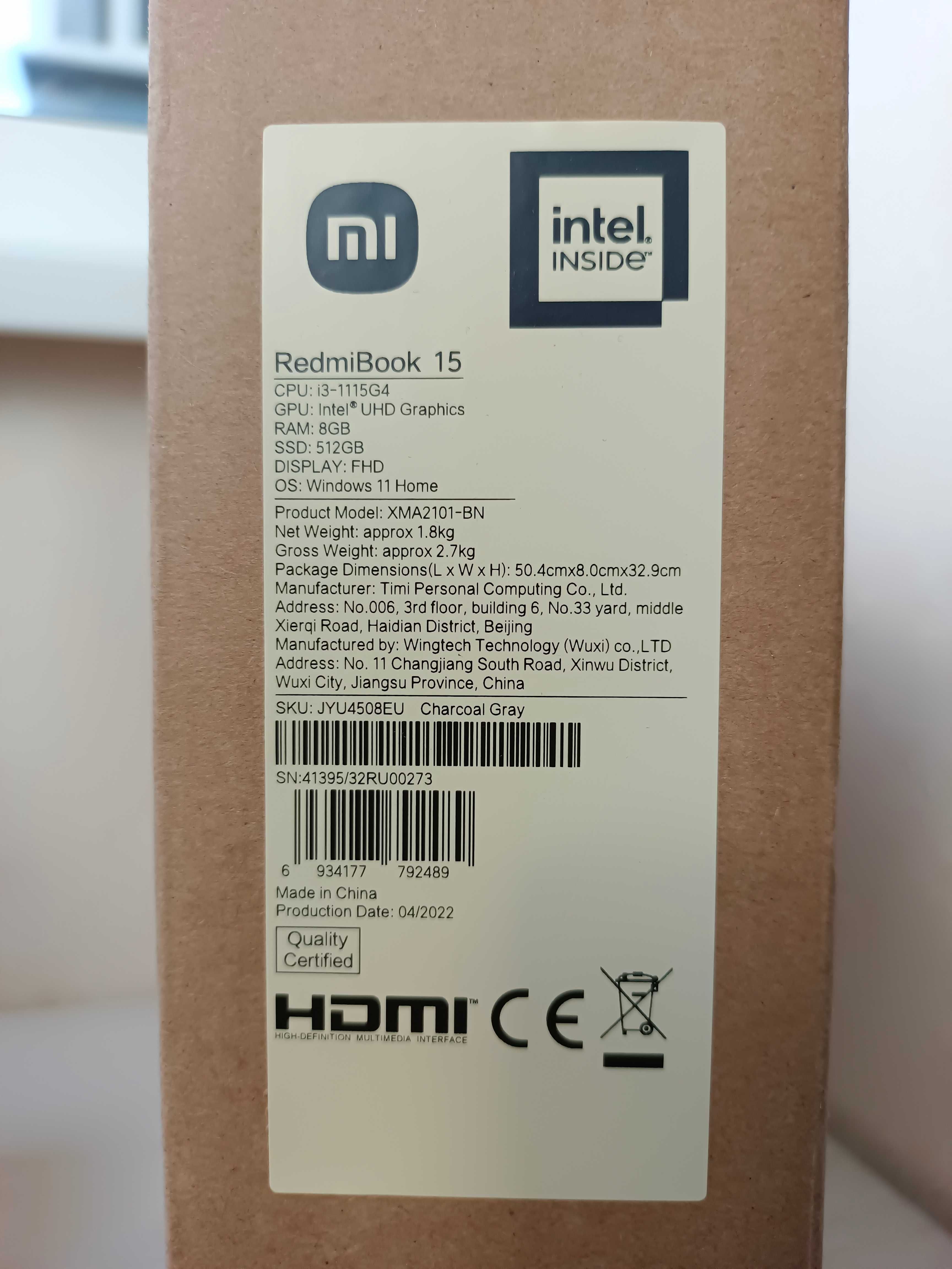 НОВИЙ ноутбук Mi RedmiBook 15 i3/8/512 (JYU4508EU)