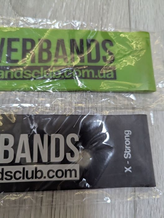 Резинки для тренувань ( фітнес резинки) Powerbands зелена і чорна