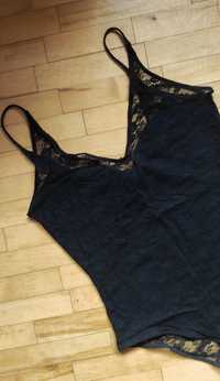 Czarne koronkowe body H&M S 36