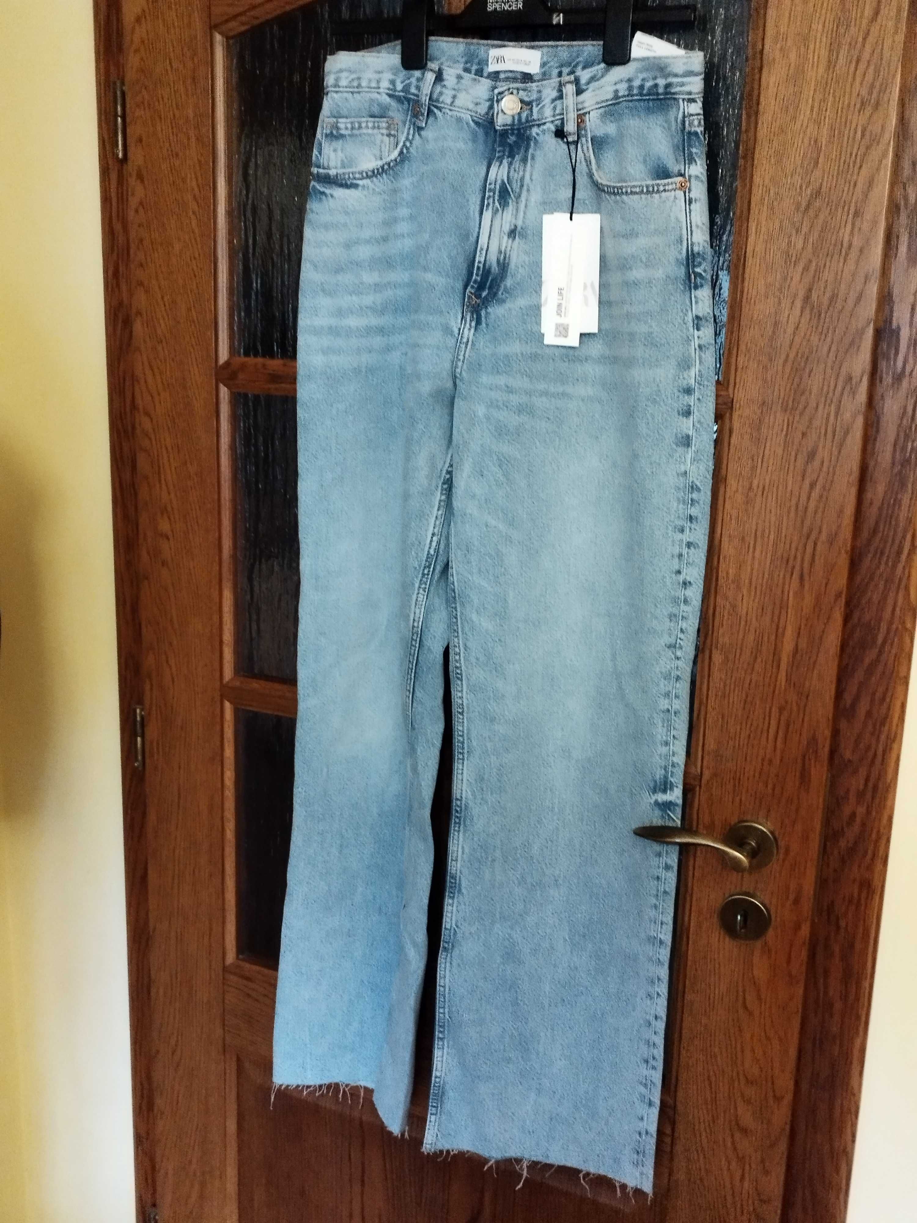 Jeansy dżinsy Zara 40 wide szerokie dzwony oversize boyfriend