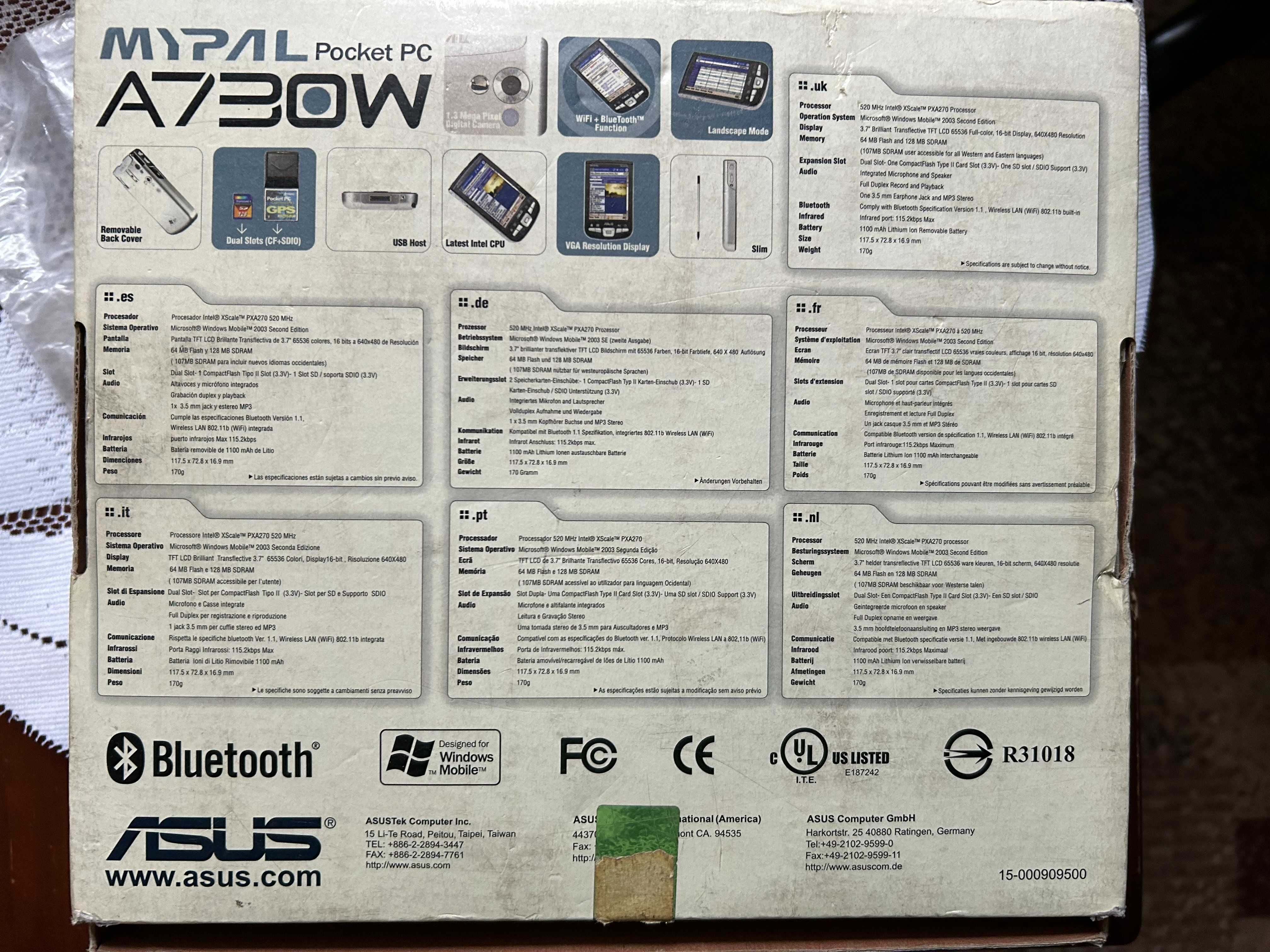 Asus MyPal A730W pocket PC + Akcesoria