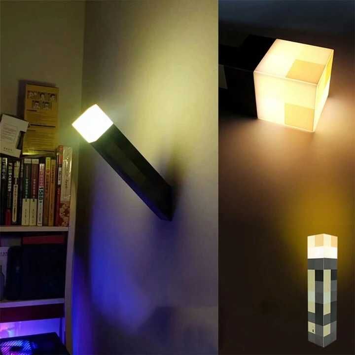 NOWA - Lampa MINECRAFT Pochodnia na ścianę - lampka nocna dla dzieci