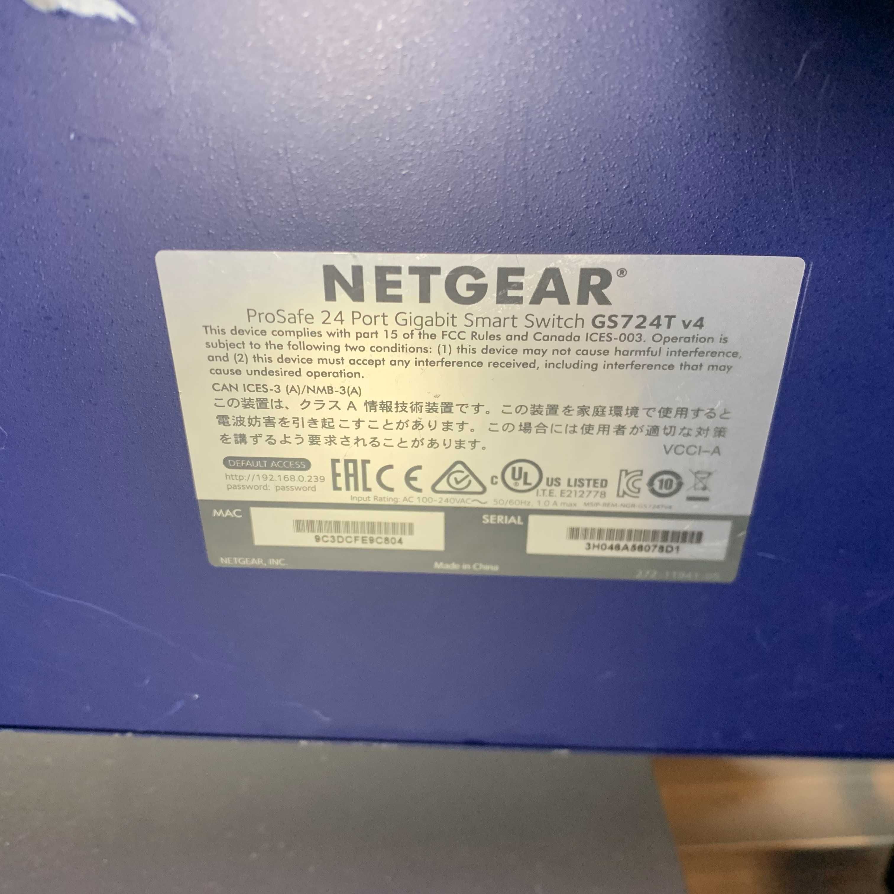 Netgear ProSafe 24 Port Gigabit Smart Switch GS724T
