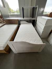 Białe drewniane łóżko 90x200 cm materac komplet wysylka dowóz