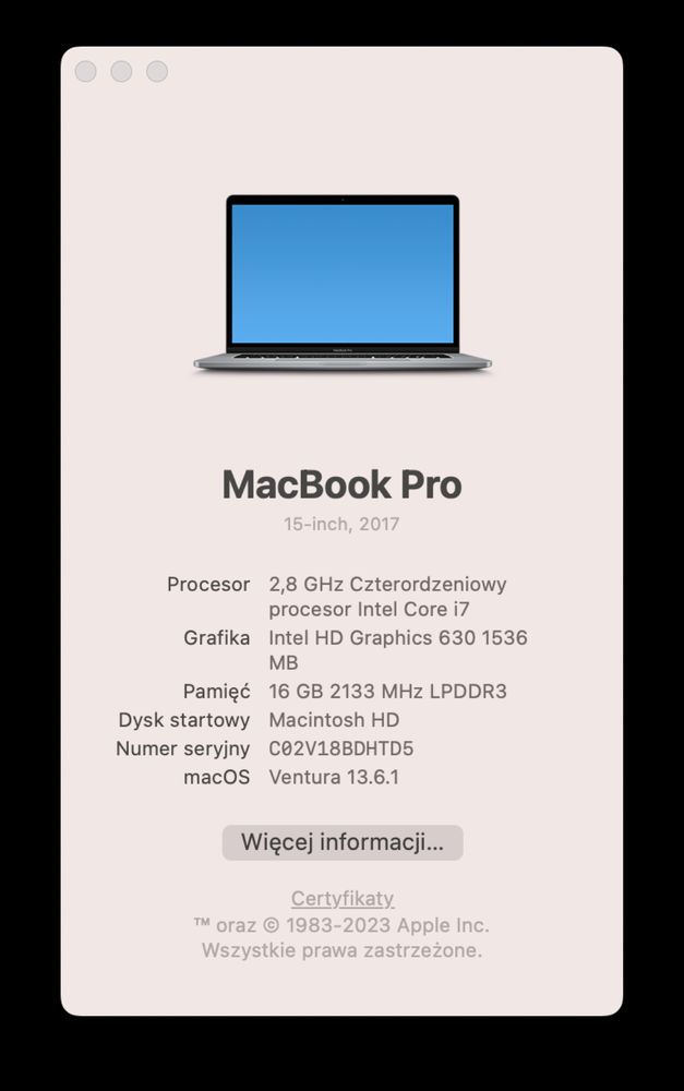 MacBook Pro 15” 2017 bateria 91,2% i7 16GB 250GB SSD Retina TouchBar