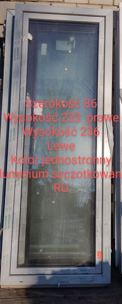 Drzwi balkonowe Orzech 85x246 40%
