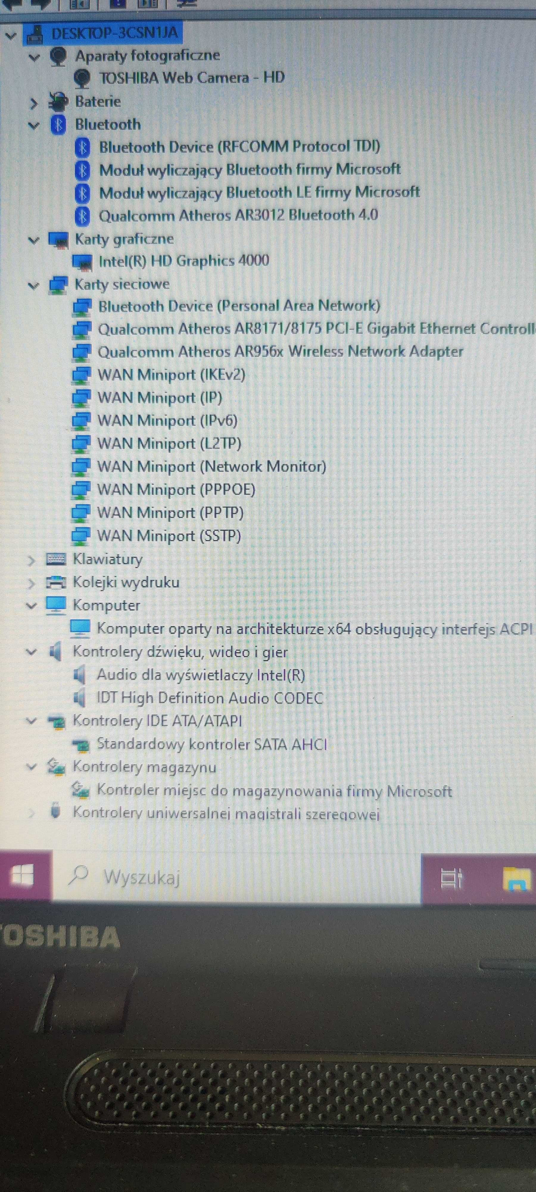Toshiba C-50 -15,6 cala -Core i3 4x2,40 GHz -6GB Ram -240GB SSD -Win10