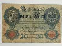 Sprzedam banknot Niemcy 20 marek 1910r. seria J stan dobry