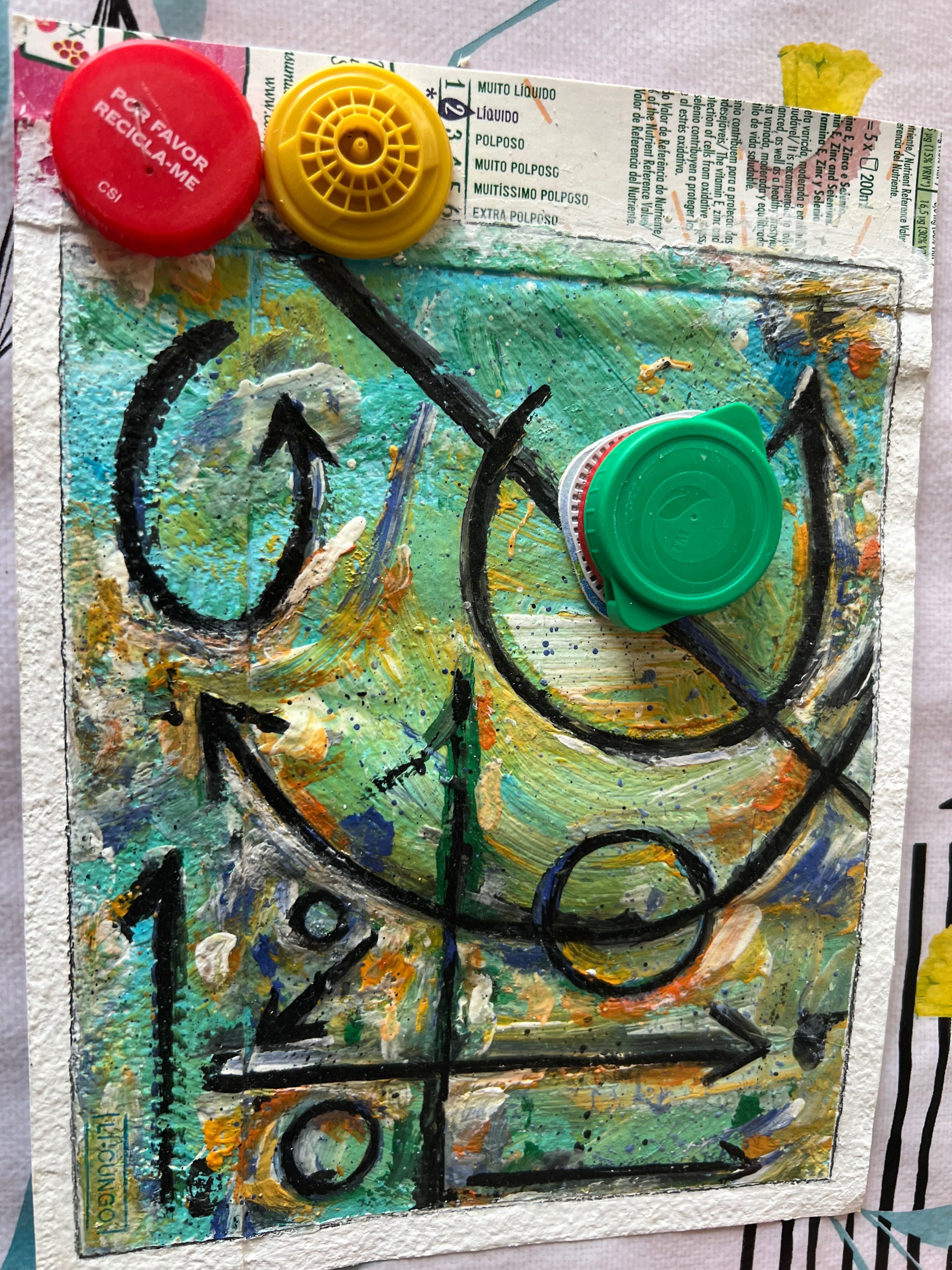 Original pintura abstrato arte pobre reciclagem feito a mao vice versa
