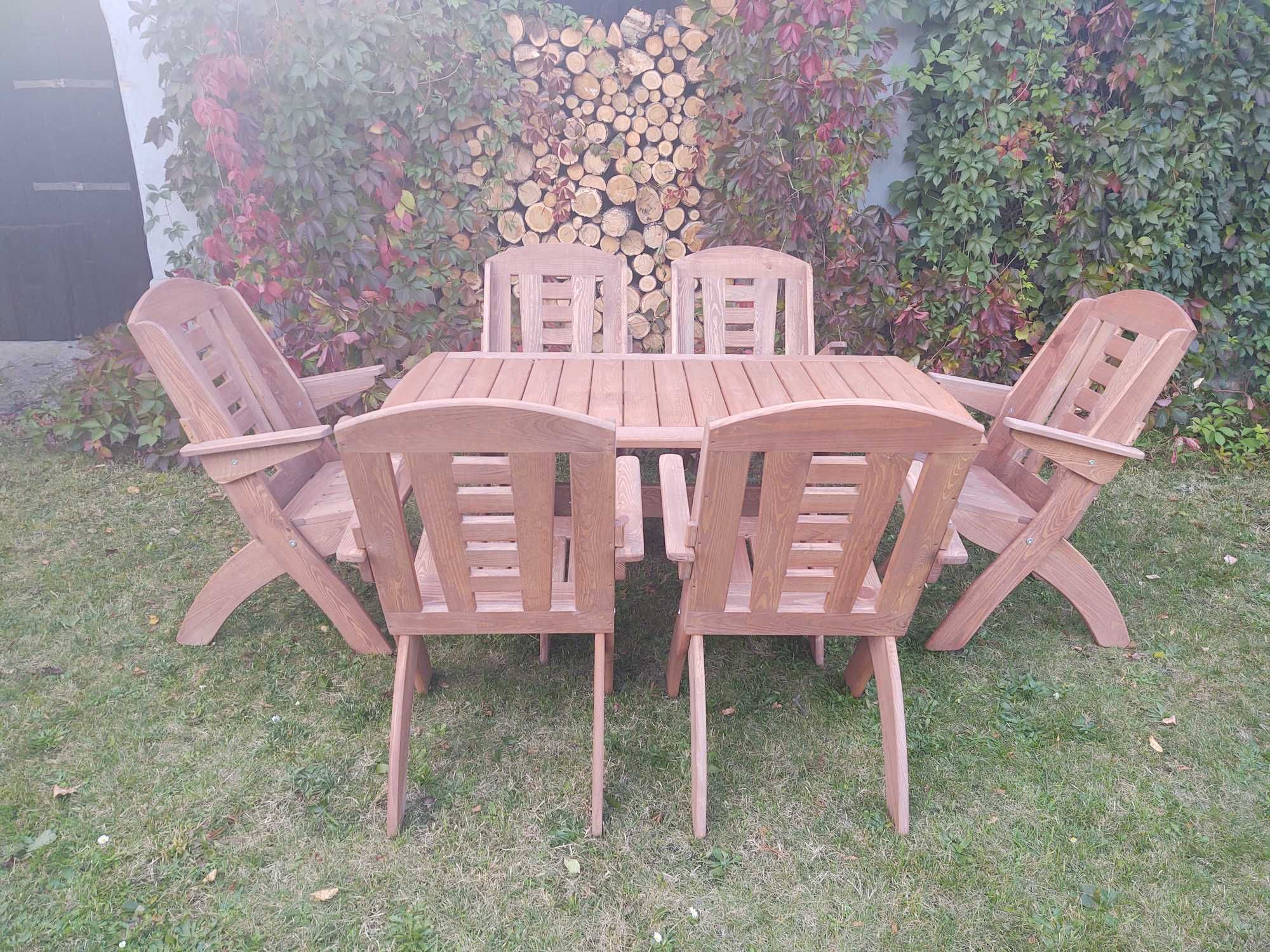 Komplet mebli ogrodowych 6 krzeseł + stół prostokątny typ X lamel nr 8