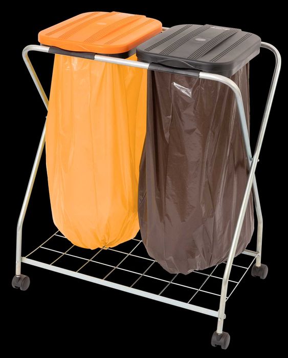 Mobilny stojak na śmieci 2x120L,na kółkach pokrywa kolorowa