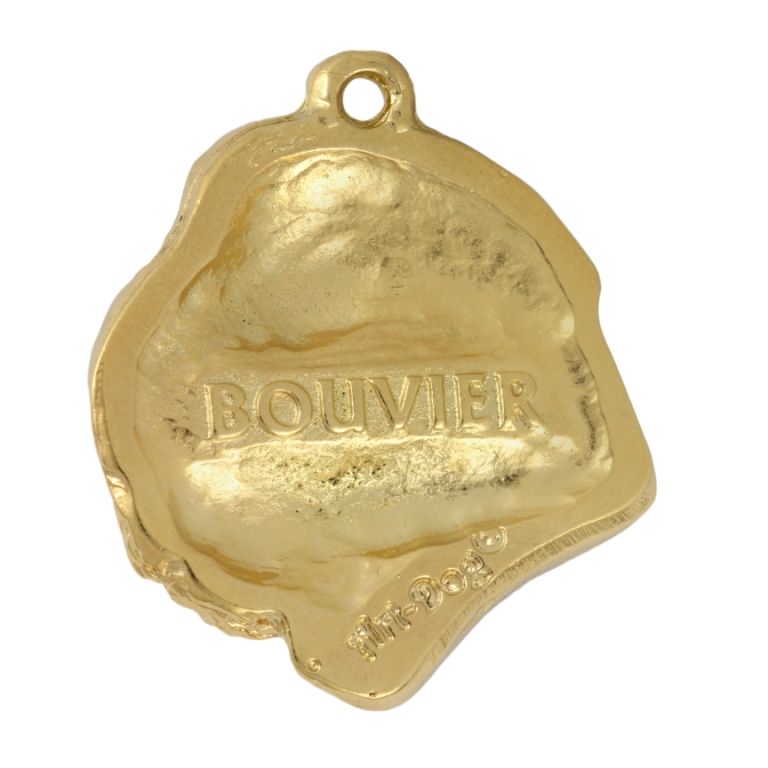 bouvier des flandres - pozłocony brelok do kluczy z psem, ozdoba tore