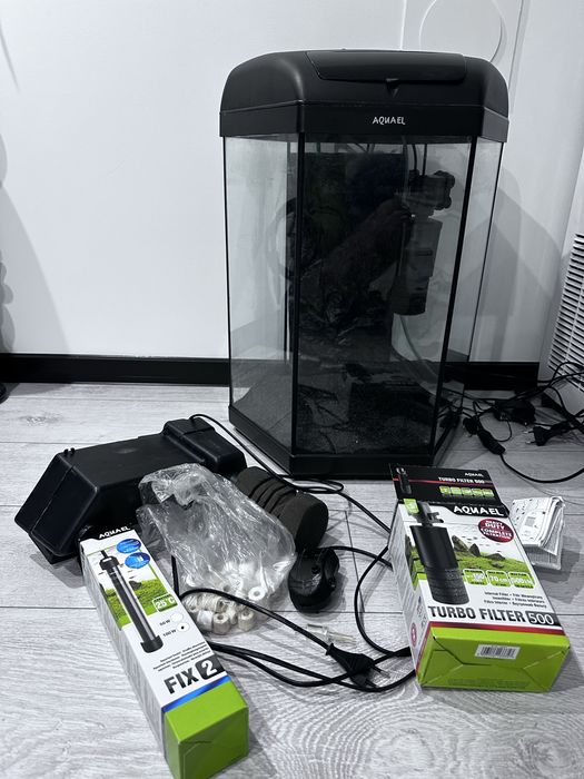 Aquael akwarium 60l szesciokątne grzałka filtr akcesoria