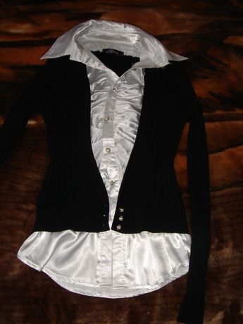 Нарядная школьная блузка-обманка на р. 152-158 см