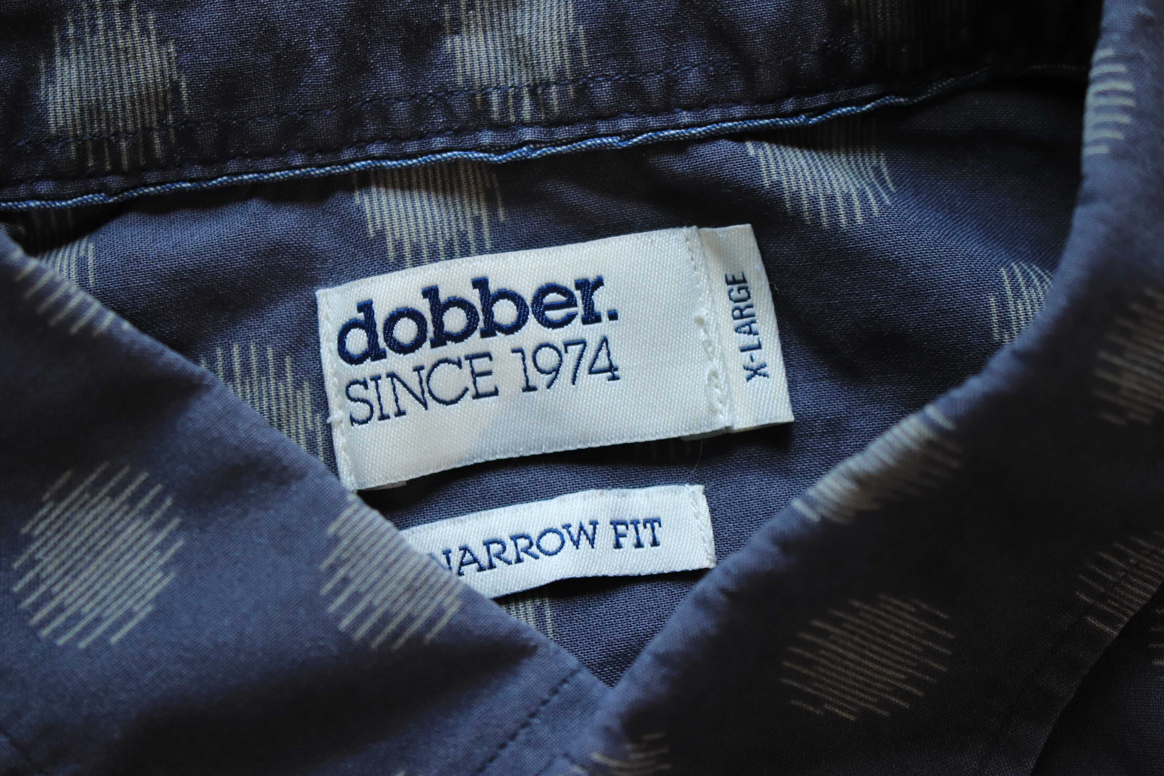 Koszula Dobber r. XL szaro-niebieska dł. rękaw wzór bawełniana