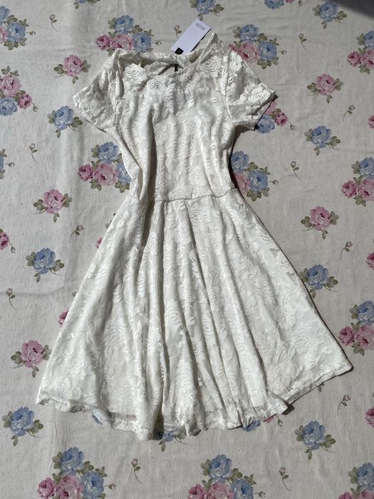 Biała sukienka krótka koronkowa XXS 32 XS 34 nowa coquette