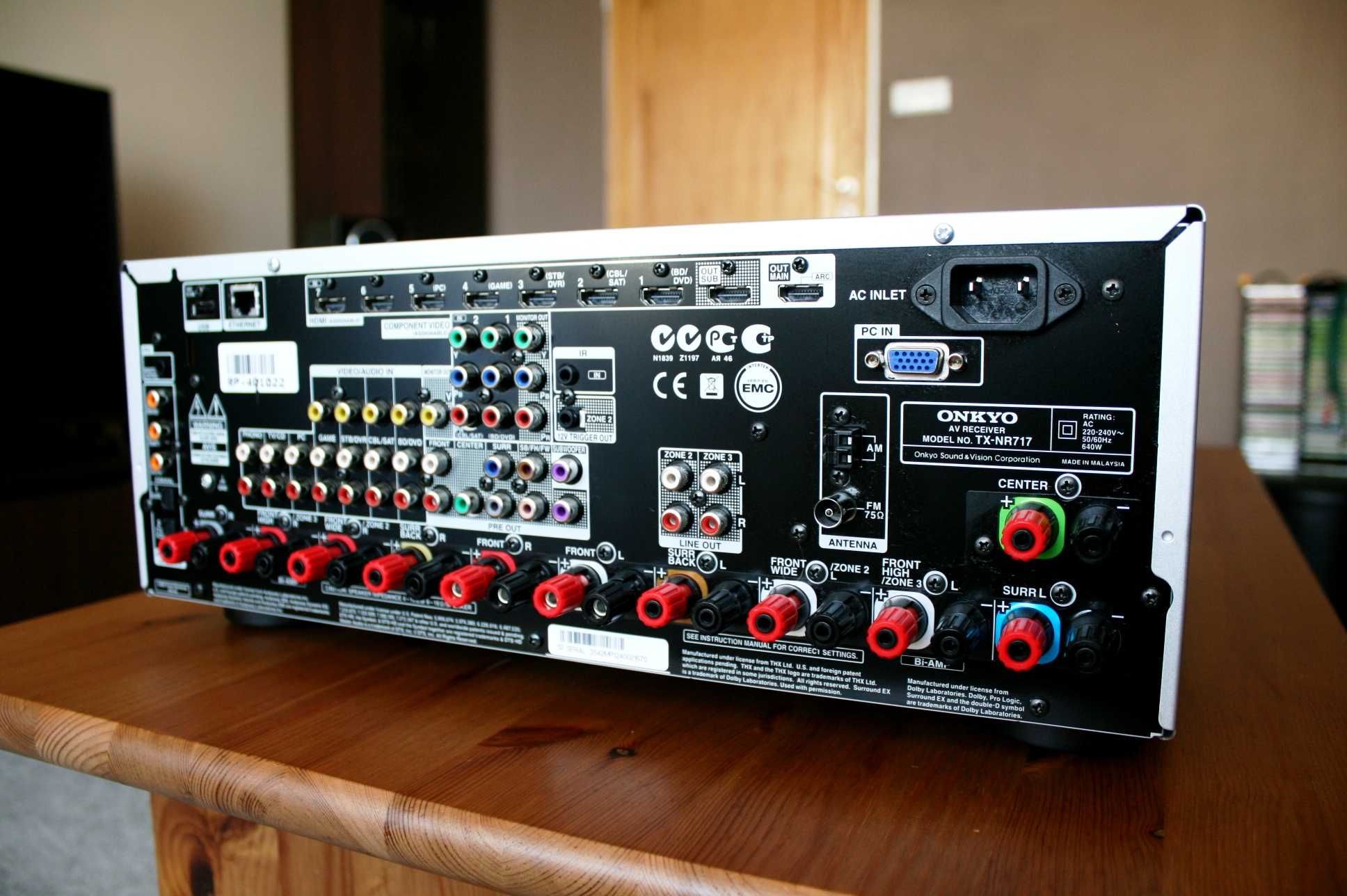 Mocny amplituner Onkyo TX NR 717 PHONO WiFi USB wzmacniacz kino domowe