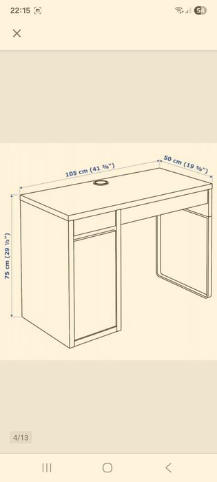 Biurko ikea białe 105x50x75