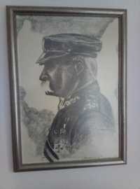 piłsudski grafika obraz w ołówku rama