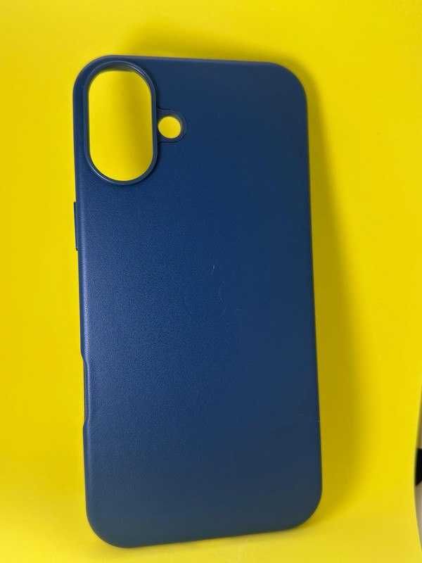 Capa Leather Azul para iPhone 16 Plus - Nova e Embalada