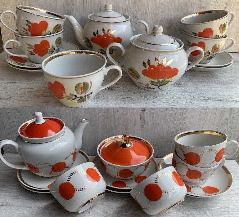 Сервиз ручная роспись Полонное Дружковка посуда чашка чайник блюдце