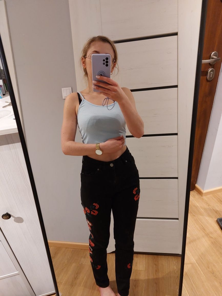 Spodnie jeansowe czarne damskie boyfriendy