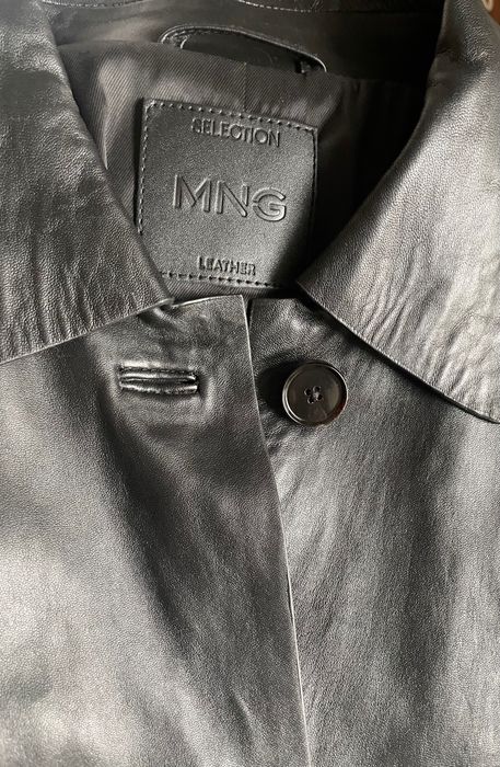 Casaco de pele preto tamanho L Mango Leather Selection como novo