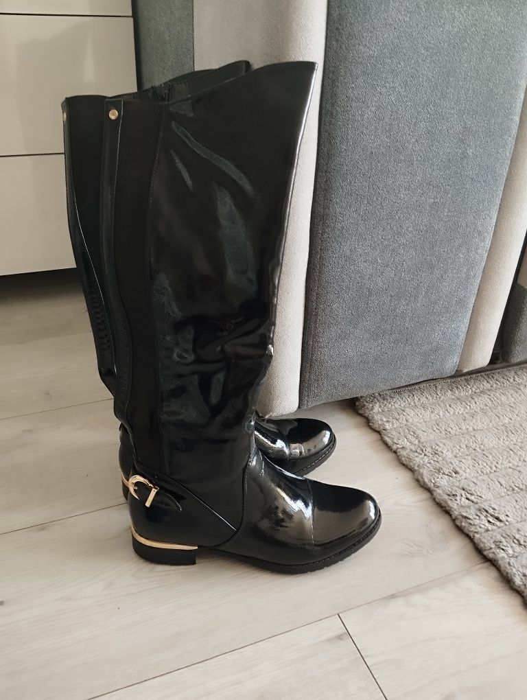 Buty wiosenne kozaki czarne stan bdb r.36