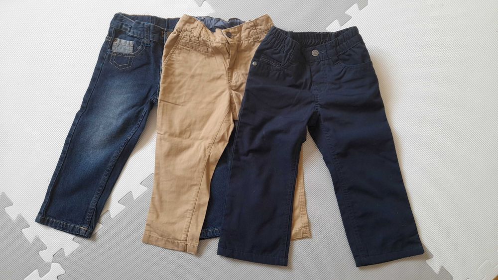 Spodnie 3 pary, jedne ocieplane, r.86